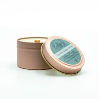 4 oz Rose Gold Travel Tin with Crackling Wooden Wick - Green Ash Decor