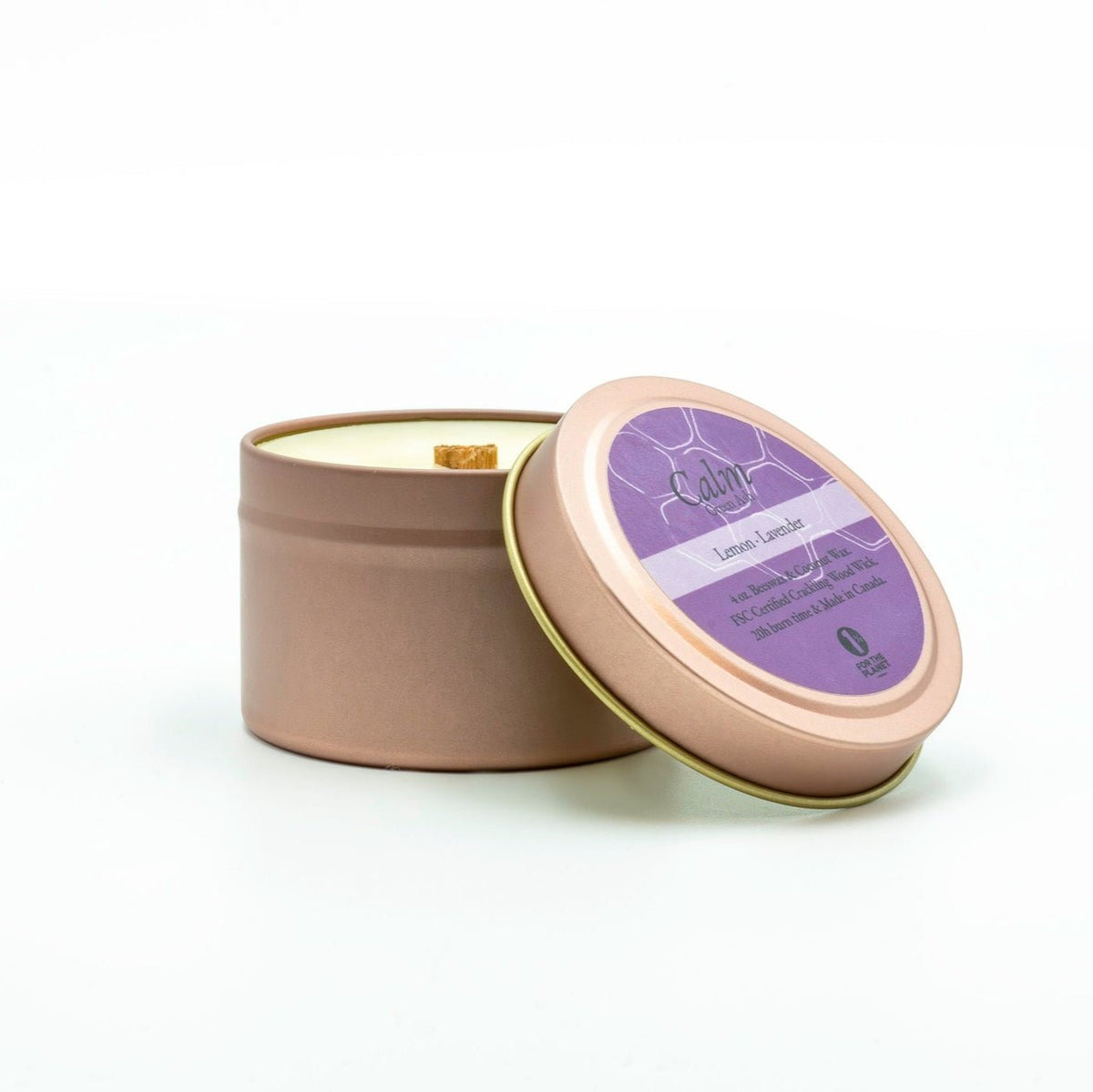 4 oz Rose Gold Travel Tin with Crackling Wooden Wick - Green Ash Decor