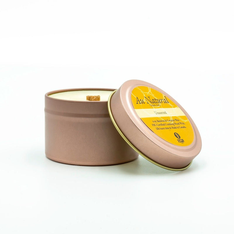 4 oz Rose Gold Travel Tin with Crackling Wooden Wick - Green Ash Decor