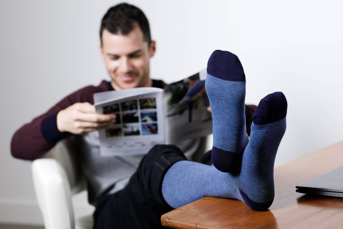 VIM & VIGR - 20-30 mmHg Cotton Compression Socks: Heathered Collection: Navy