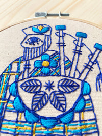 Hook, Line & Tinker Embroidery Kits - Bagpiper Piping Complete Embroidery Kit - Green Ash Decor
