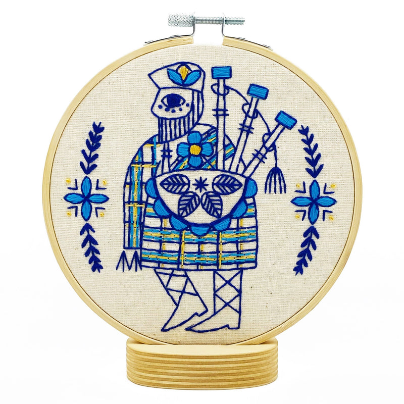 Hook, Line & Tinker Embroidery Kits - Bagpiper Piping Complete Embroidery Kit - Green Ash Decor