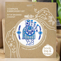 Hook, Line & Tinker Embroidery Kits - Bagpiper Piping Complete Embroidery Kit - Green Ash Decor