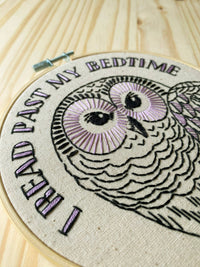 Hook, Line & Tinker Embroidery Kits - I read past my bedtime Complete Embroidery Kit - Green Ash Decor