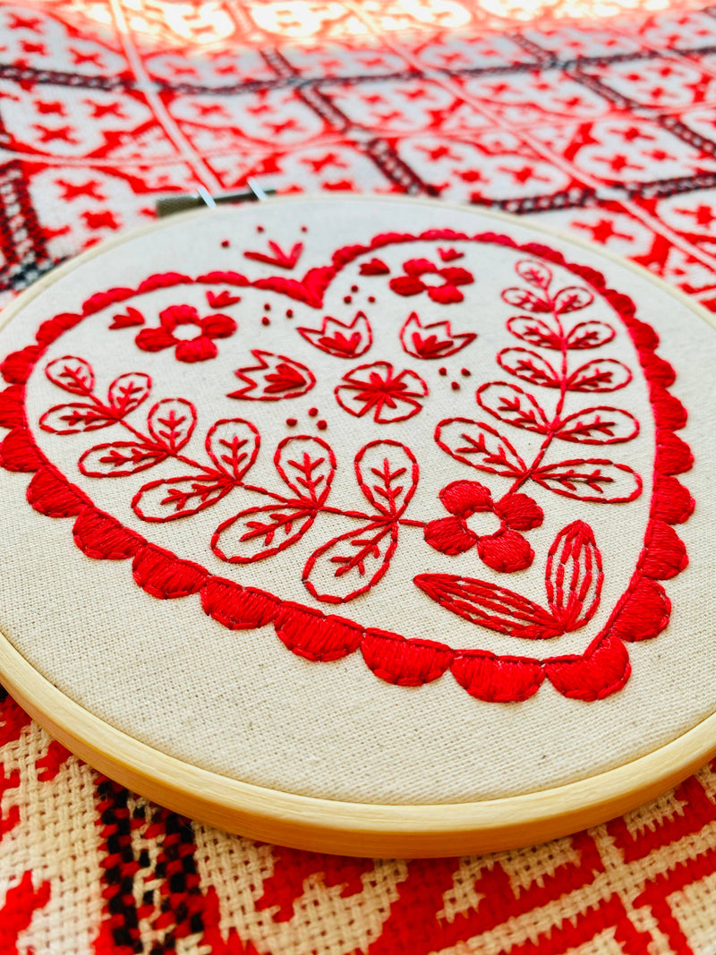 Hook, Line & Tinker Embroidery Kits - NEW! Nordic Heart Complete Embroidery Kit - Green Ash Decor