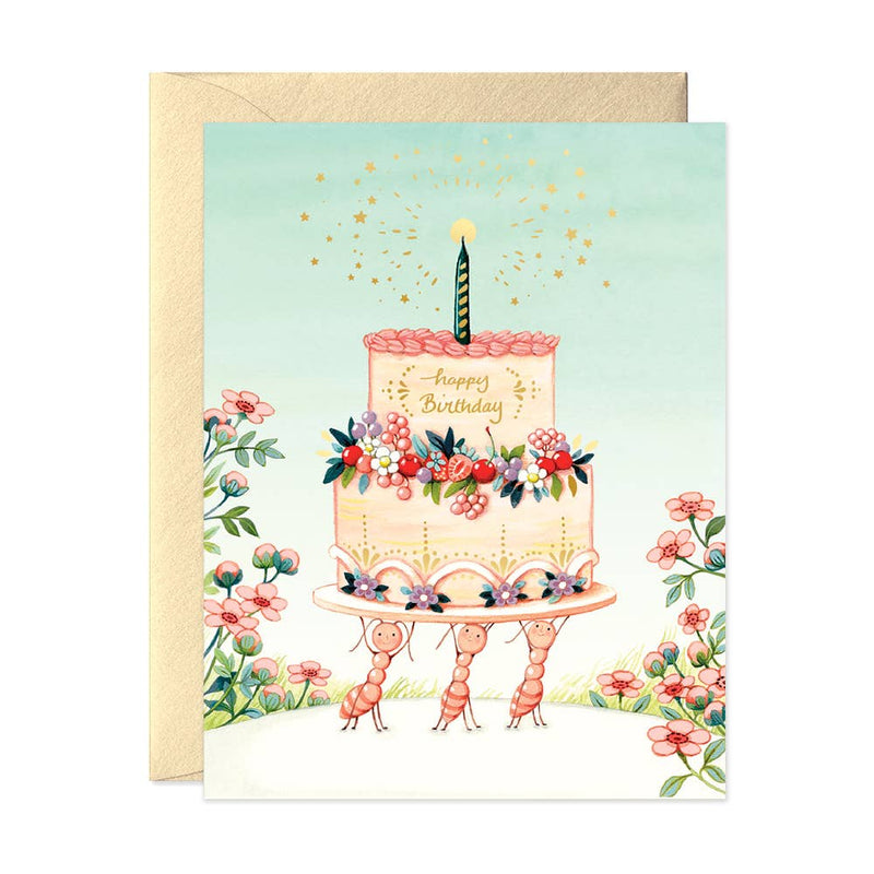 JooJoo Paper - Ants Birthday Greeting Card - Green Ash Decor