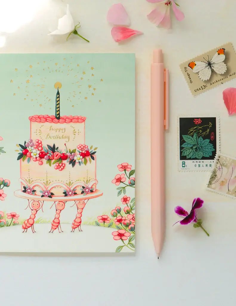 JooJoo Paper - Ants Birthday Greeting Card - Green Ash Decor