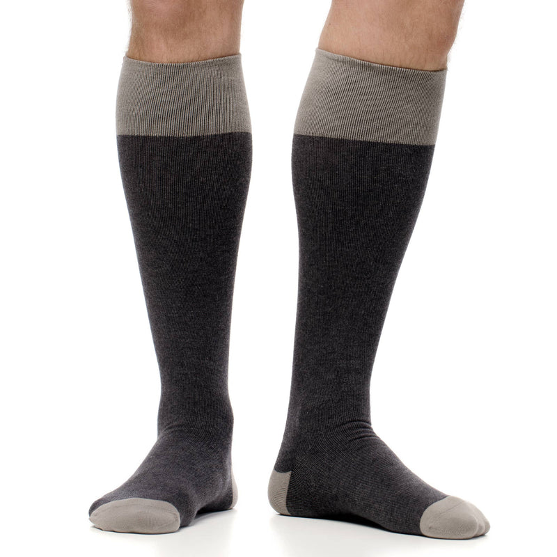 VIM & VIGR - 15 - 20 mmHg Cotton Compression Socks: Heathered Collection: Dark & Light Grey / Medium/Large - Green Ash Decor