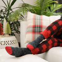VIM & VIGR - 15 - 20 mmHg Cotton Compression Socks: Mistle Toe: Black & Berry / Large/Extra Large - Green Ash Decor