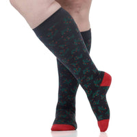 VIM & VIGR - 15 - 20 mmHg Cotton Compression Socks: Mistle Toe: Black & Berry / Large/Extra Large - Green Ash Decor