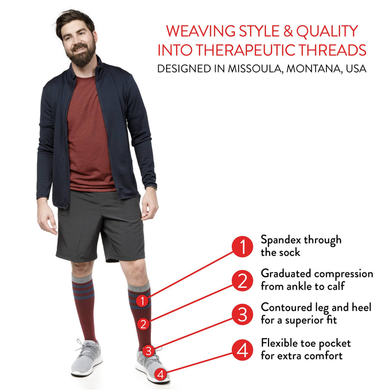 VIM & VIGR - 15 - 20 mmHg Cotton Compression Socks: Mistle Toe: Black & Berry / Small/Medium - Green Ash Decor