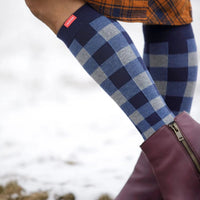 VIM & VIGR - 15 - 20 mmHg Cotton Compression Socks: Montana Plaid Navy - Green Ash Decor