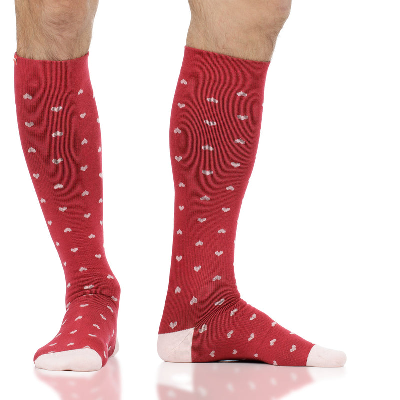 VIM & VIGR - 15 - 20 mmHg Cotton Compression Socks: Petite Heart: Red & Pink - Green Ash Decor