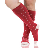 VIM & VIGR - 15 - 20 mmHg Cotton Compression Socks: Petite Heart: Red & Pink - Green Ash Decor