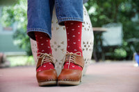 VIM & VIGR - 15 - 20 mmHg Cotton Compression Socks: Petite Heart: Red & Pink - Green Ash Decor