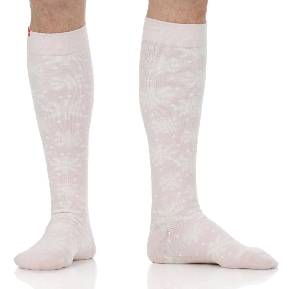 VIM & VIGR - 15 - 20 mmHg Merino Wool Compression Socks: Snowfall: Soft Pink / S/M - Green Ash Decor