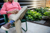VIM & VIGR - 20 - 30 mmHg Cotton Compression Socks: Dutch Fields: Cobalt & Pink - Green Ash Decor