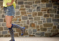 VIM & VIGR - 20 - 30 mmHg Cotton Compression Socks: Dutch Fields: Cobalt & Pink - Green Ash Decor