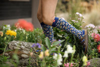 VIM & VIGR - 20 - 30 mmHg Cotton Compression Socks: Dutch Fields: Cobalt & Pink - Green Ash Decor