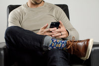 VIM & VIGR - 20 - 30 mmHg Cotton Compression Socks: Dutch Fields: Cobalt & Pink - Green Ash Decor