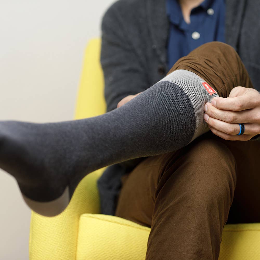 VIM & VIGR - 20 - 30 mmHg Cotton Compression Socks: Heathered Collection: Dark & Light Grey / Small/Medium - Green Ash Decor