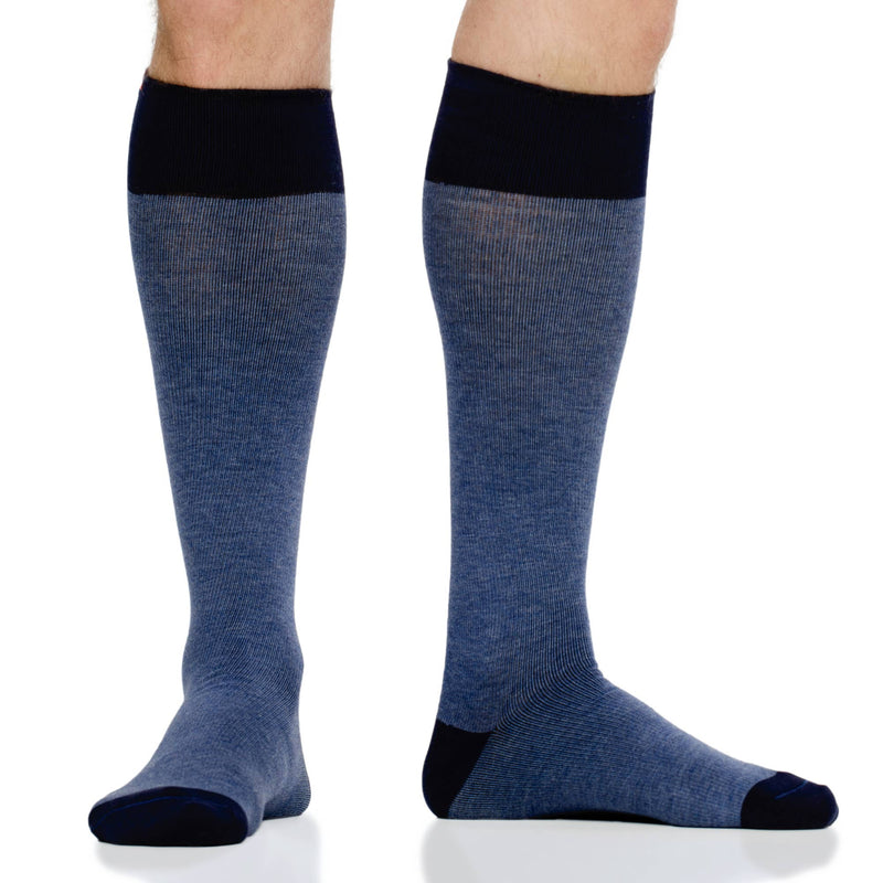 VIM & VIGR - 20 - 30 mmHg Cotton Compression Socks: Heathered Collection: Navy / Small/Medium - Green Ash Decor