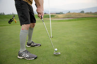 VIM & VIGR - 20 - 30 mmHg Cotton Compression Socks: Pinstripe: Grey, Blue & Yellow - Green Ash Decor