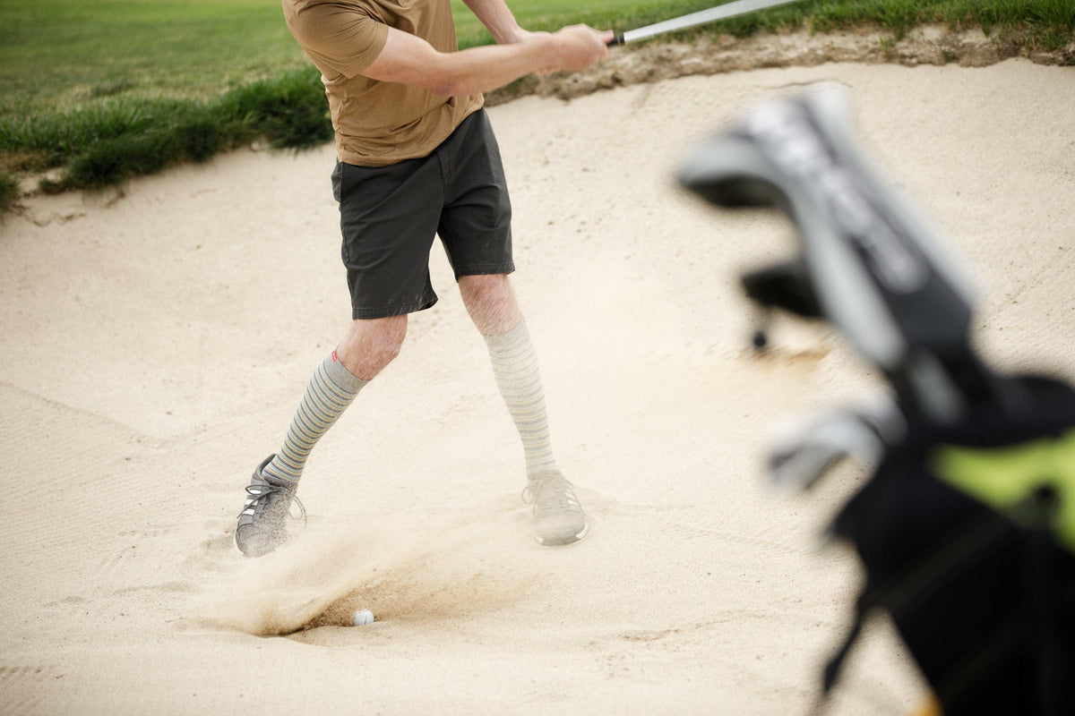 VIM & VIGR - 20 - 30 mmHg Cotton Compression Socks: Pinstripe: Grey, Blue & Yellow - Green Ash Decor