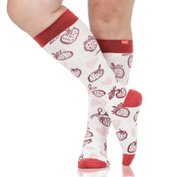 VIM & VIGR - 20 - 30 mmHg Cotton Compression Socks: Strawberries: Cream & Pink - Green Ash Decor