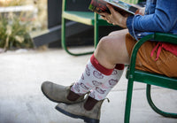 VIM & VIGR - 20 - 30 mmHg Cotton Compression Socks: Strawberries: Cream & Pink - Green Ash Decor