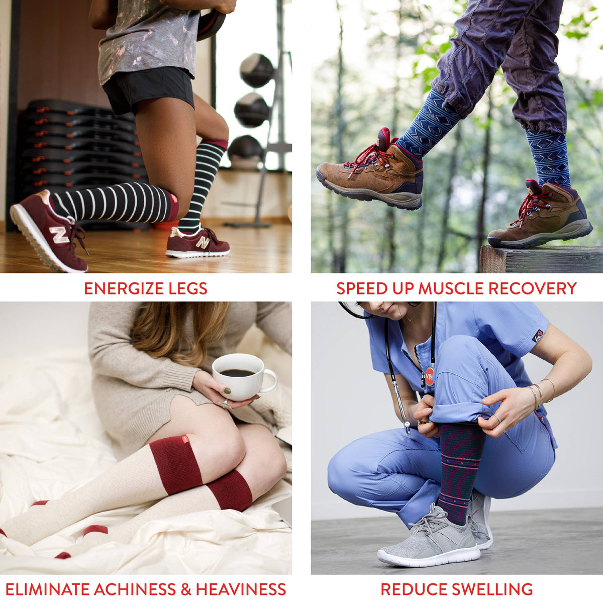VIM & VIGR - 20 - 30 mmHg Merino Wool Compression Socks: Simple Stripe: Black & Gemstone / Medium/Large - Green Ash Decor