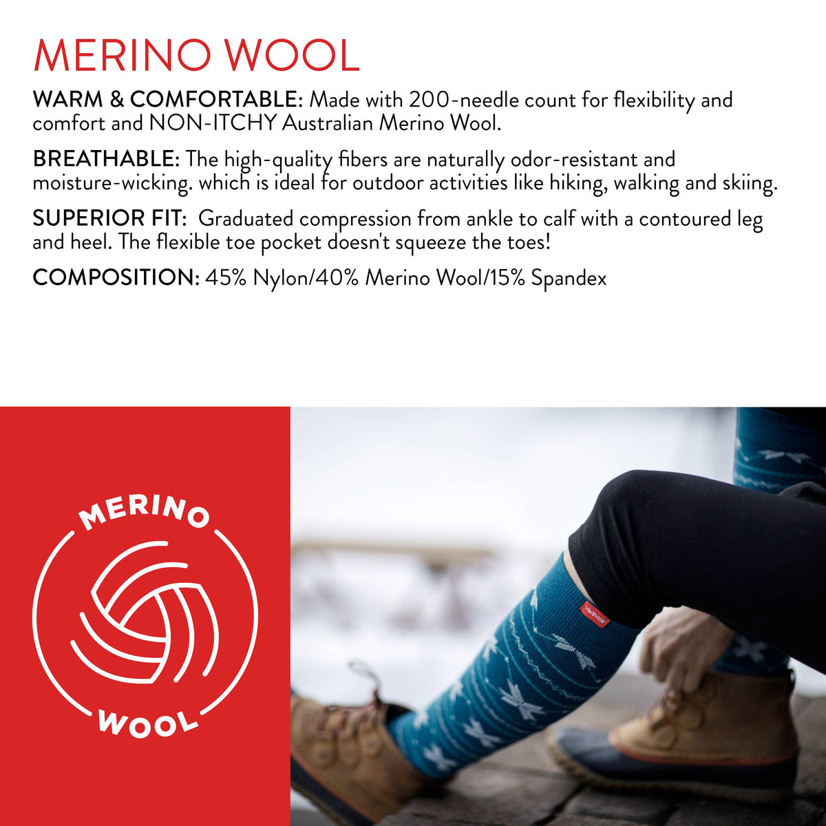 VIM & VIGR - 20 - 30 mmHg Merino Wool Compression Socks: Simple Stripe: Black & Gemstone / Medium/Large - Green Ash Decor