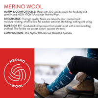 VIM & VIGR - 20 - 30 mmHg Merino Wool Compression Socks: Simple Stripe: Black & Gemstone / Medium/Large - Green Ash Decor