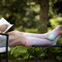 VIM & VIGR - 20 - 30 mmHg Open - Toe Cotton Socks: Miami Vice: Pink & Mint / Medium/Large - Green Ash Decor