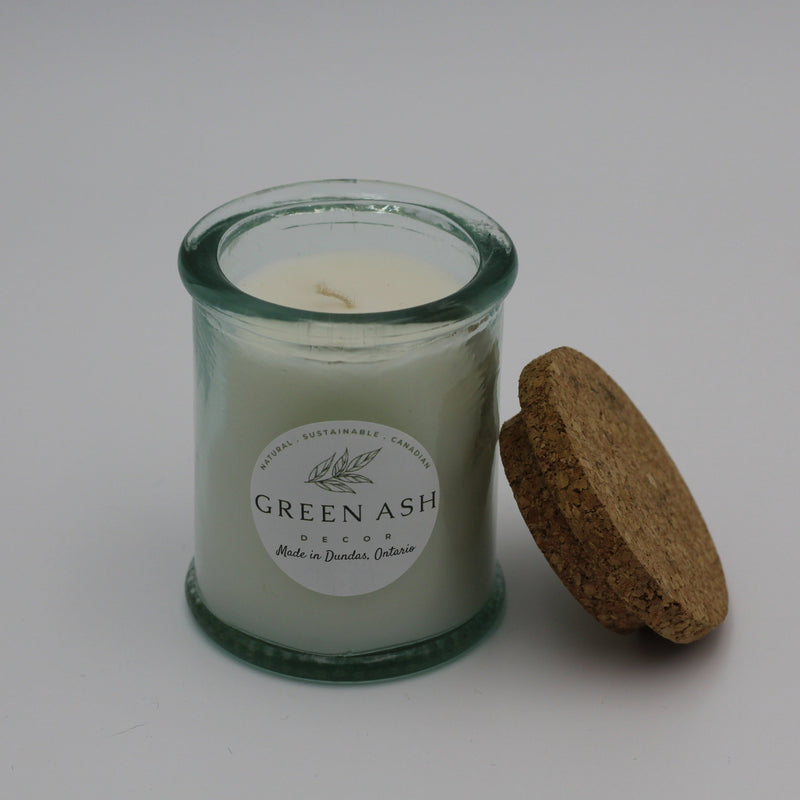 4.4oz Recycled Jar with Cork Lid and 100% Cotton Wick - Green Ash Decor