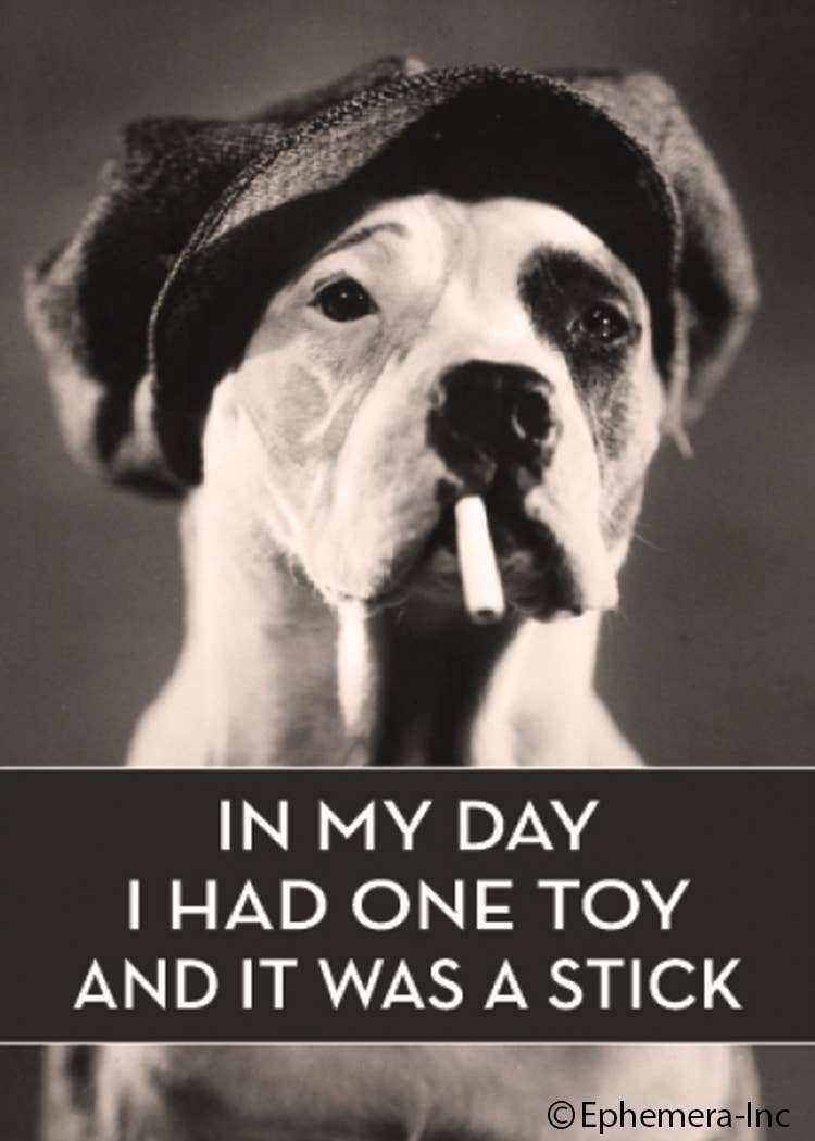 Ephemera - Magnet-In my day I had one toy and it was a stick - Green Ash Decor