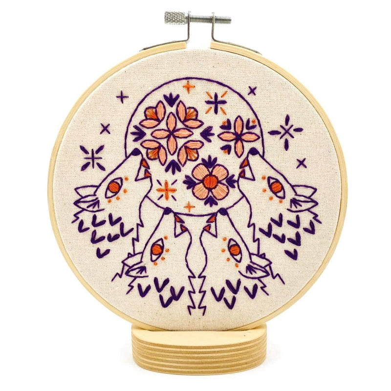 Hook, Line & Tinker Embroidery Kits - Folk Wolves Complete Embroidery Kit - Colour - Green Ash Decor