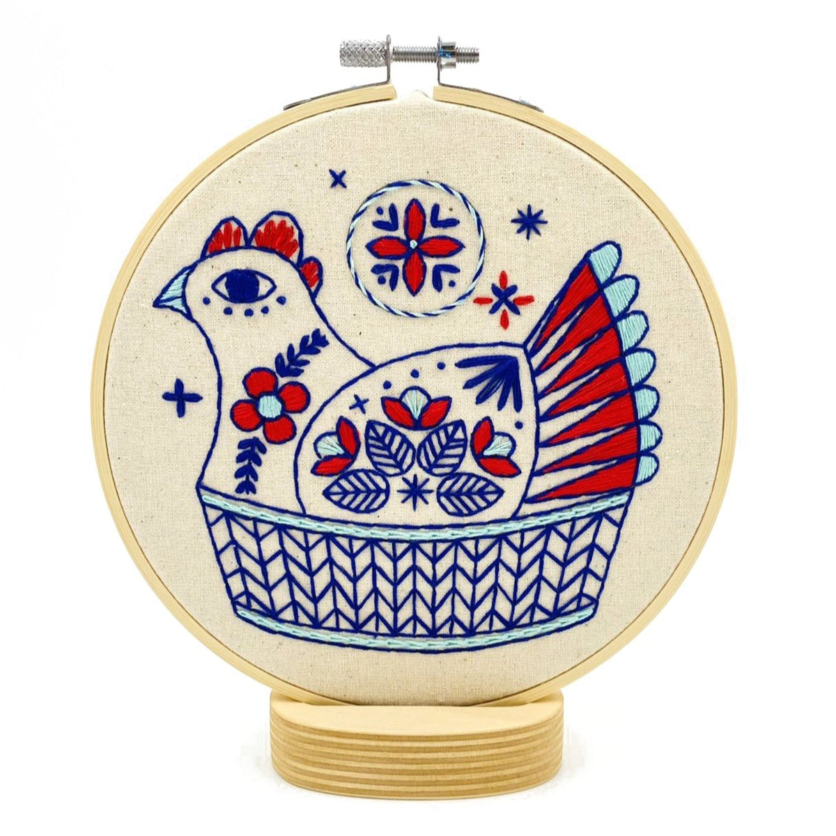 Hook, Line & Tinker Embroidery Kits - French Hen Complete Embroidery Kit - Green Ash Decor
