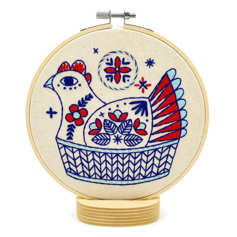 Hook, Line & Tinker Embroidery Kits - French Hen Complete Embroidery Kit - Green Ash Decor