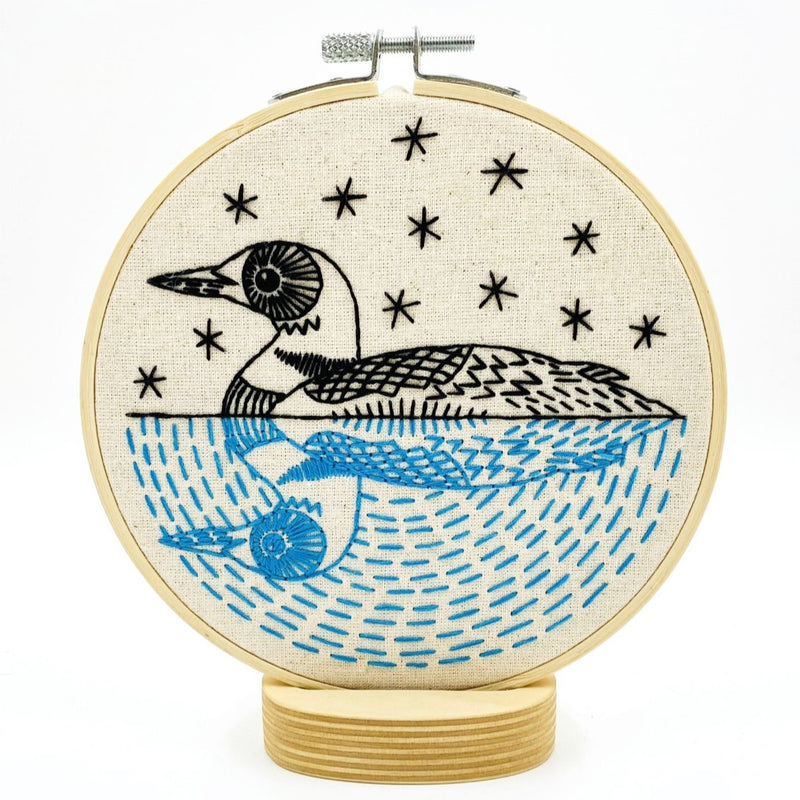 Hook, Line & Tinker Embroidery Kits - Loon Complete Embroidery Kit - Green Ash Decor