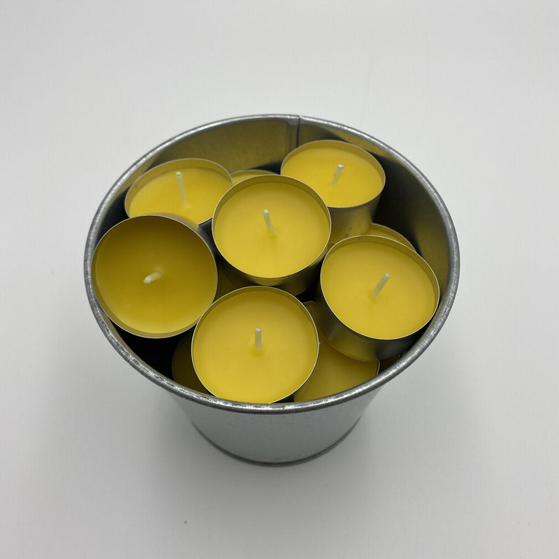 Set of 6 Canadian Beeswax Tea Light Candles 100% Cotton Wick - Green Ash Decor