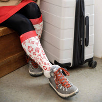 VIM & VIGR - 15-20 mmHg Merino Wool Compression Socks: Woodland Gnomes: Medium/Large / Cream & Red - Green Ash Decor