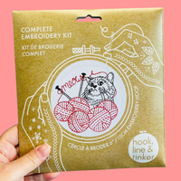 Hook Line & Tinker Canada - Kitten with Knitting Complete Embroidery Kit