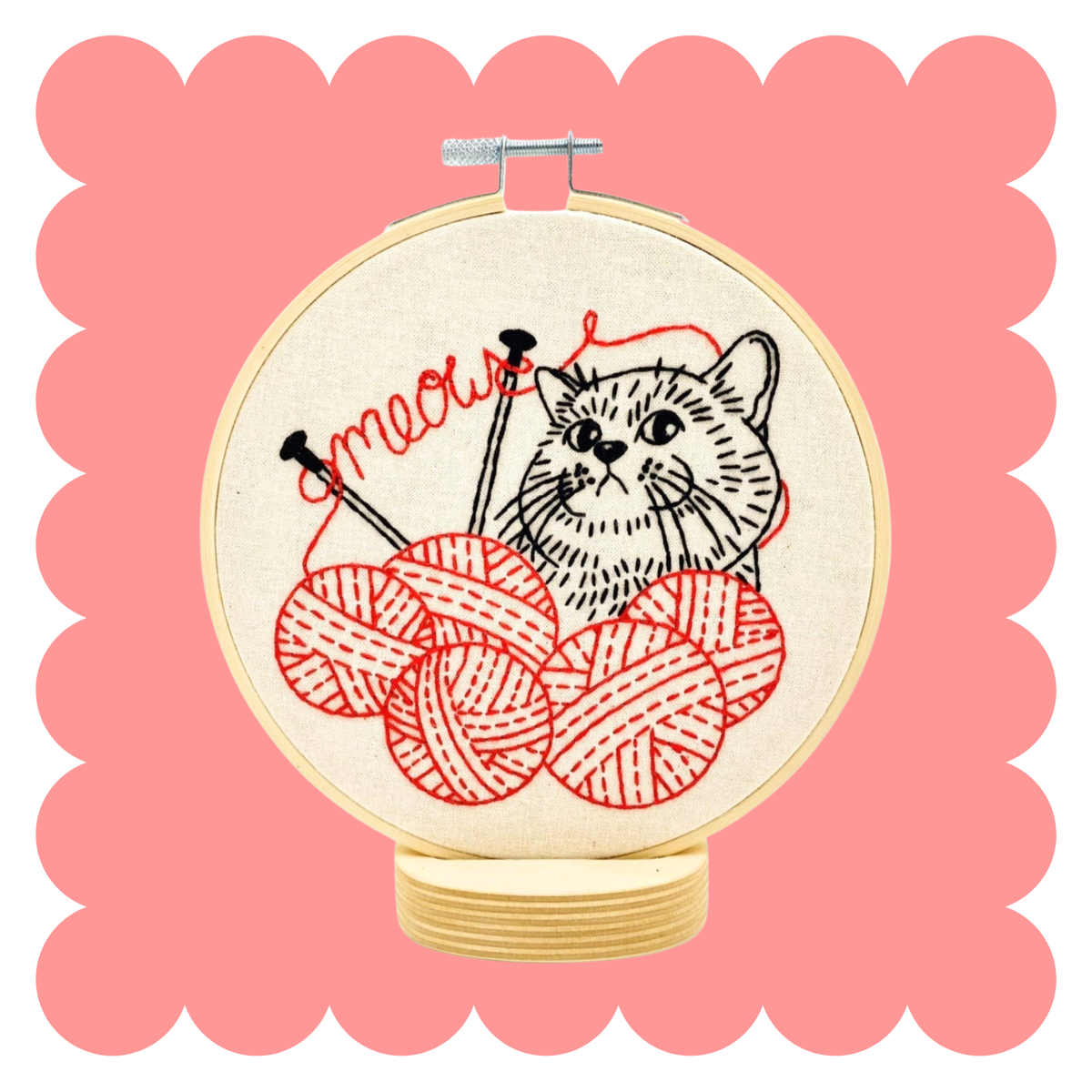 Hook Line & Tinker Canada - Kitten with Knitting Complete Embroidery Kit