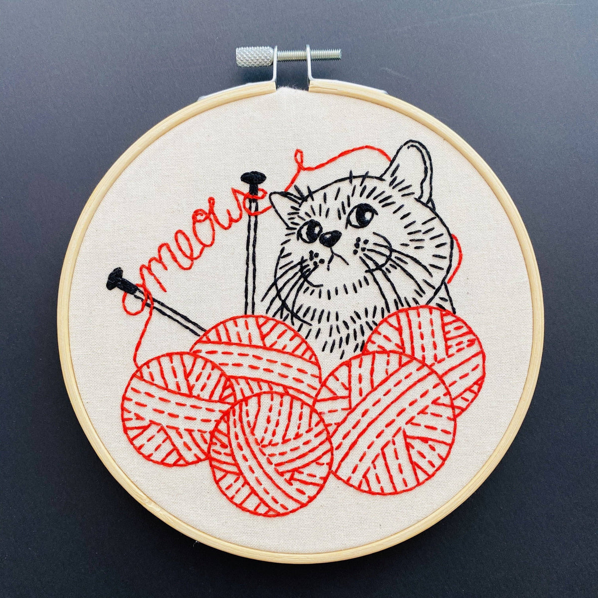 Hook Line & Tinker Canada - Kitten with Knitting Complete Embroidery Kit