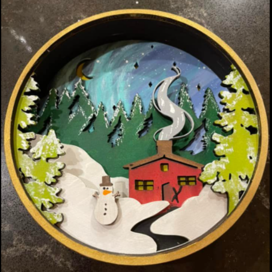 Our Little Makery - Winter Cabin Shadow Box Kit