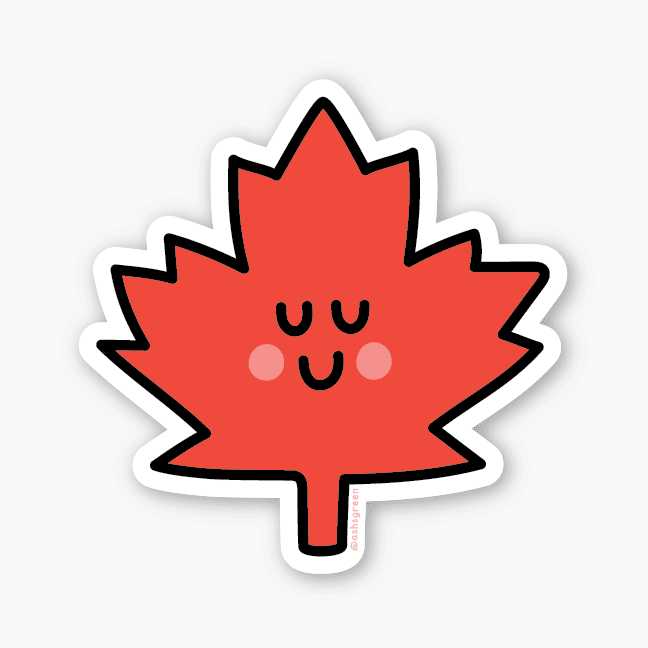 Ashleigh Green Studios - Cute Maple Leaf 🍁 - 3" vinyl sticker - Green Ash Decor