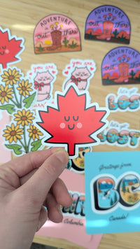 Ashleigh Green Studios - Cute Maple Leaf 🍁 - 3" vinyl sticker - Green Ash Decor
