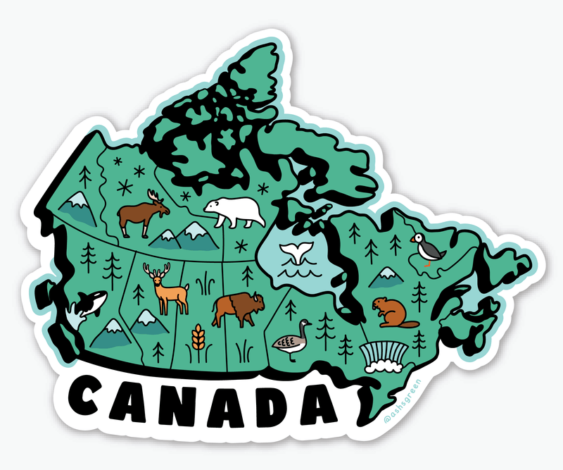 Ashleigh Green Studios - Map of Canada - 4" vinyl sticker - Green Ash Decor