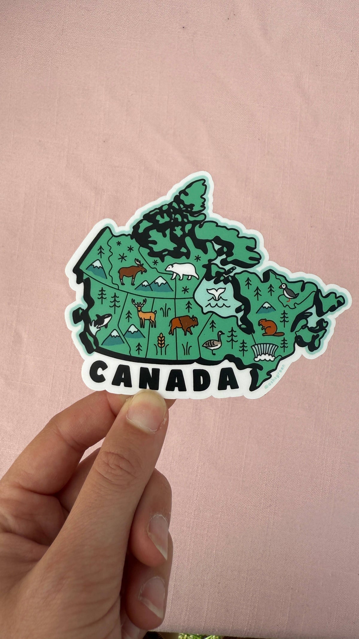 Ashleigh Green Studios - Map of Canada - 4" vinyl sticker - Green Ash Decor